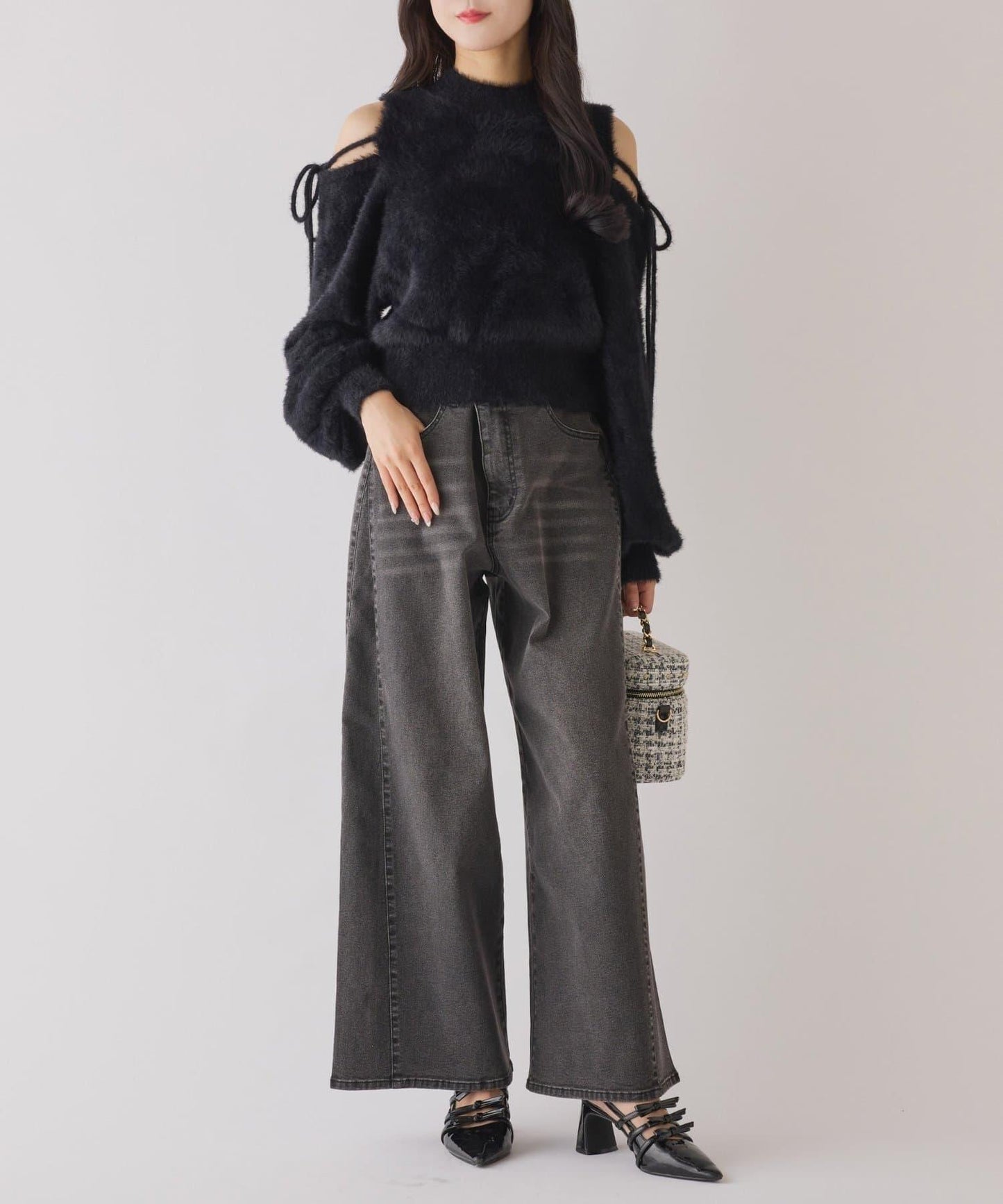 2way露肩長毛針織衫