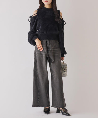 2way露肩長毛針織衫