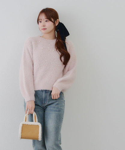 【RMAF】珠飾珍珠羽毛套頭衫