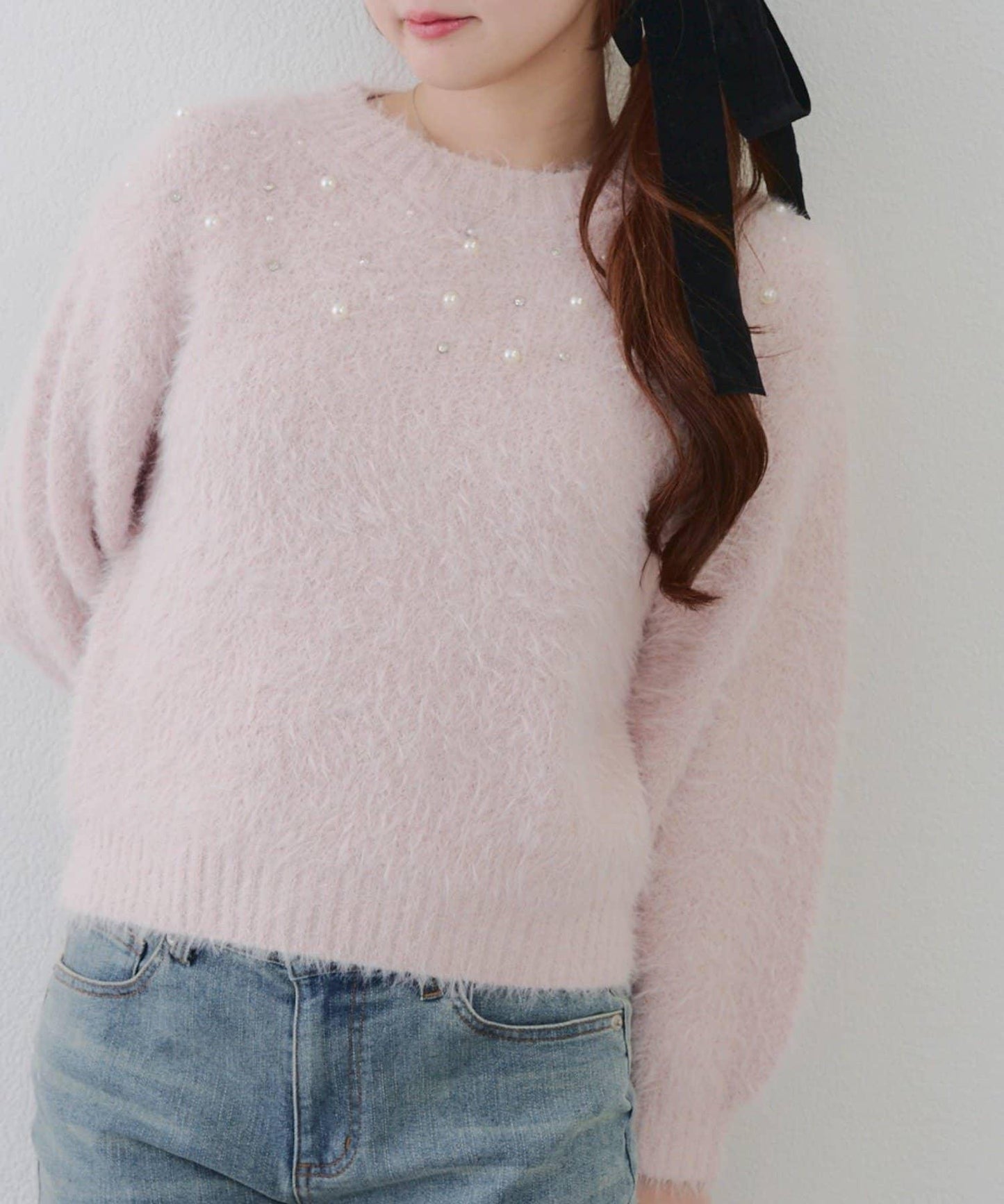 【RMAF】珠飾珍珠羽毛套頭衫