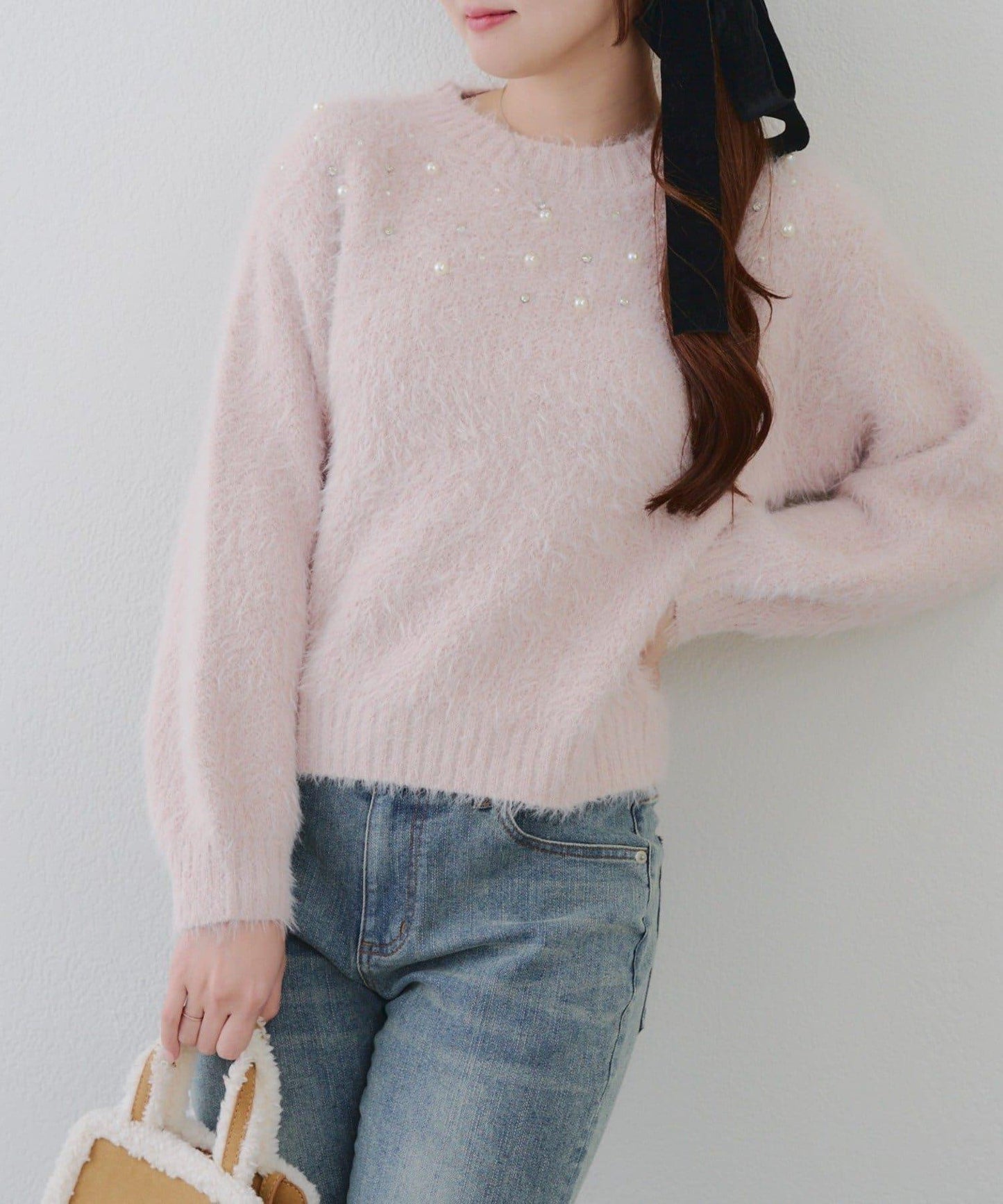 【RMAF】珠飾珍珠羽毛套頭衫