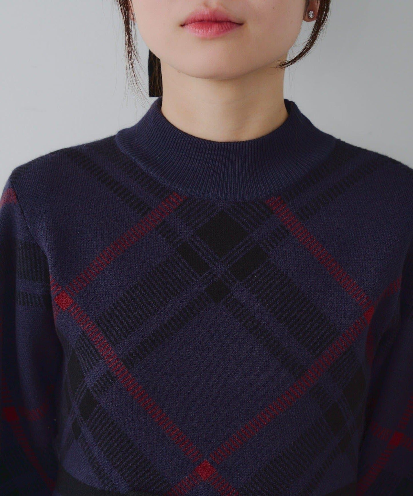 【RMAF】格紋拼接針織迷你連衣裙