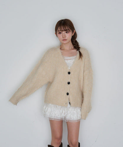 【RAY CASSIN】長毛V領寬鬆開衫