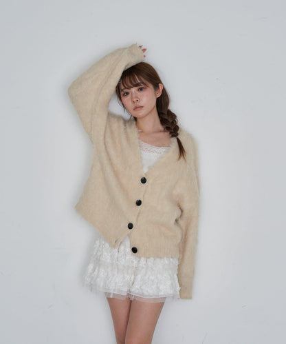 【RAY CASSIN】長毛V領寬鬆開衫