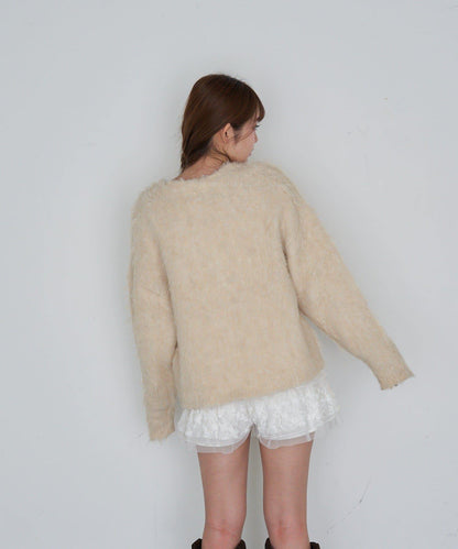 【RAY CASSIN】長毛V領寬鬆開衫