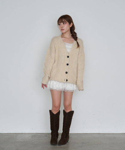 【RAY CASSIN】長毛V領寬鬆開衫