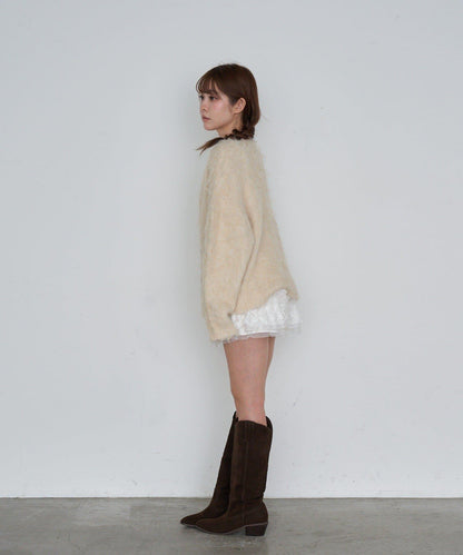 【RAY CASSIN】長毛V領寬鬆開衫