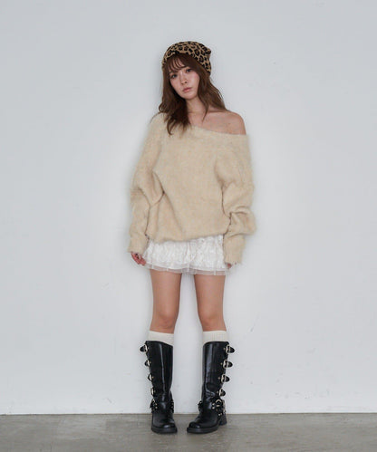 【RAY CASSIN】長毛V領寬鬆開衫