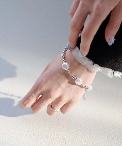 珍珠花朵鏈條手鍊