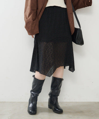 蕾絲不對稱半身裙