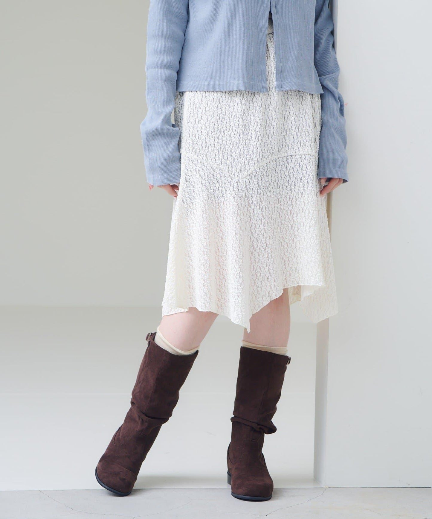 蕾絲不對稱半身裙