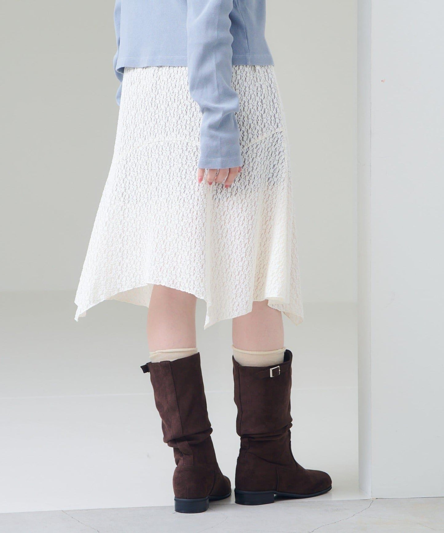 蕾絲不對稱半身裙