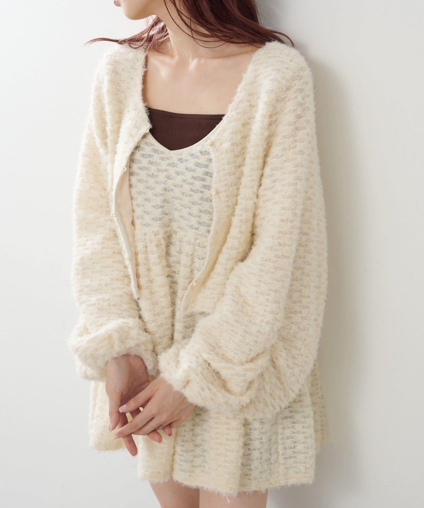 仿皮草長款上衣