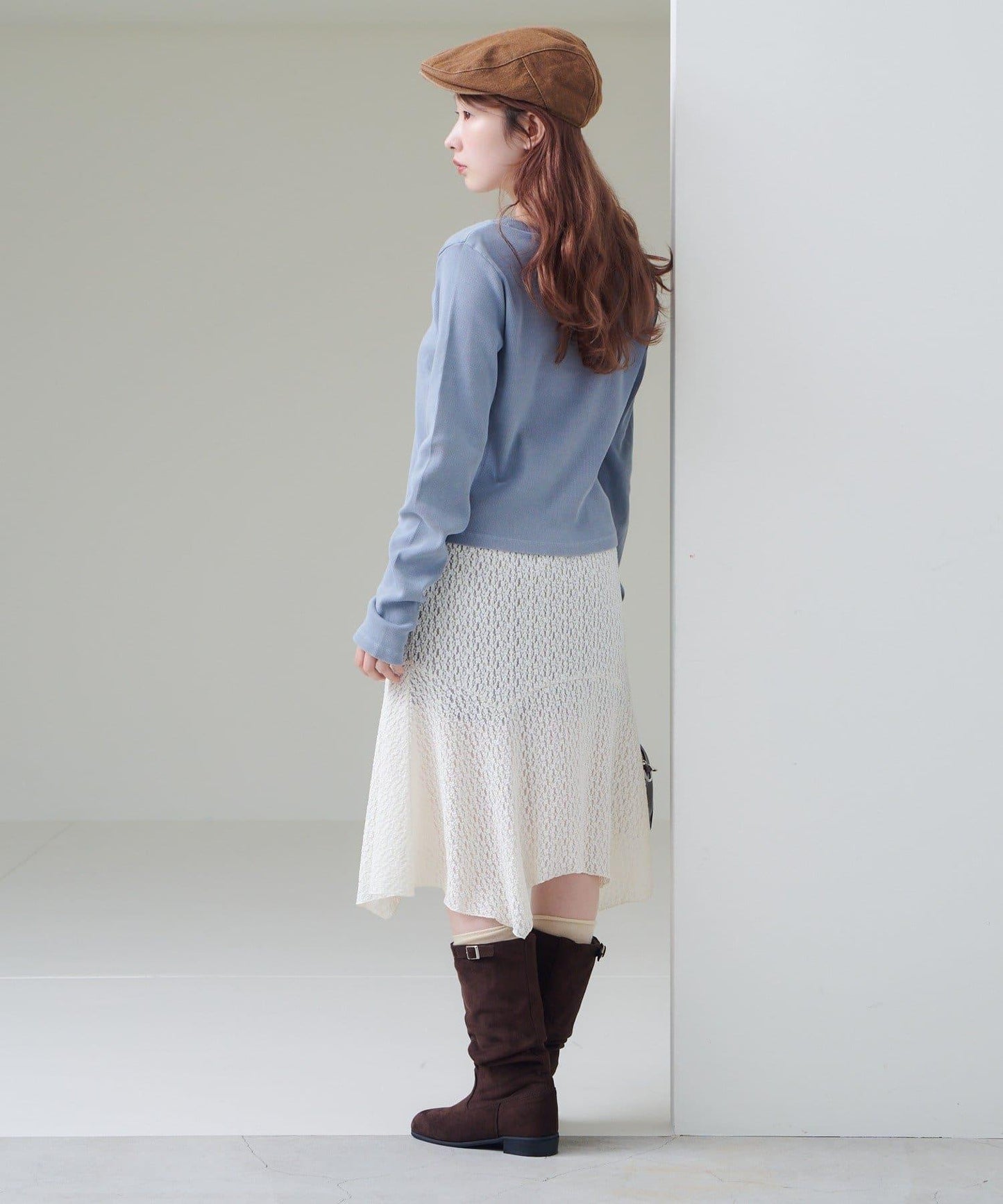 蕾絲不對稱半身裙