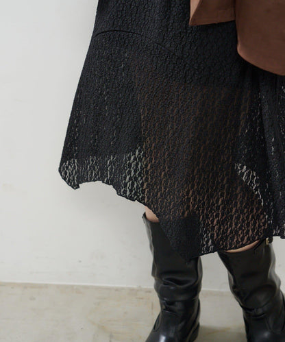 蕾絲不對稱半身裙