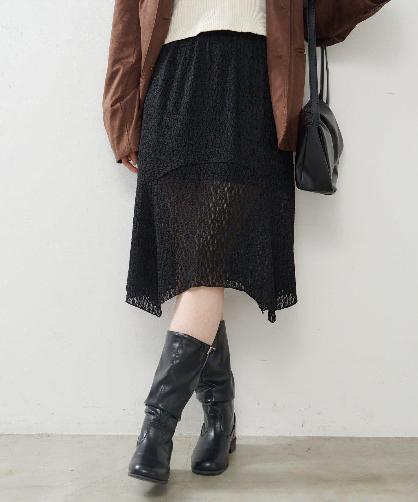 蕾絲不對稱半身裙