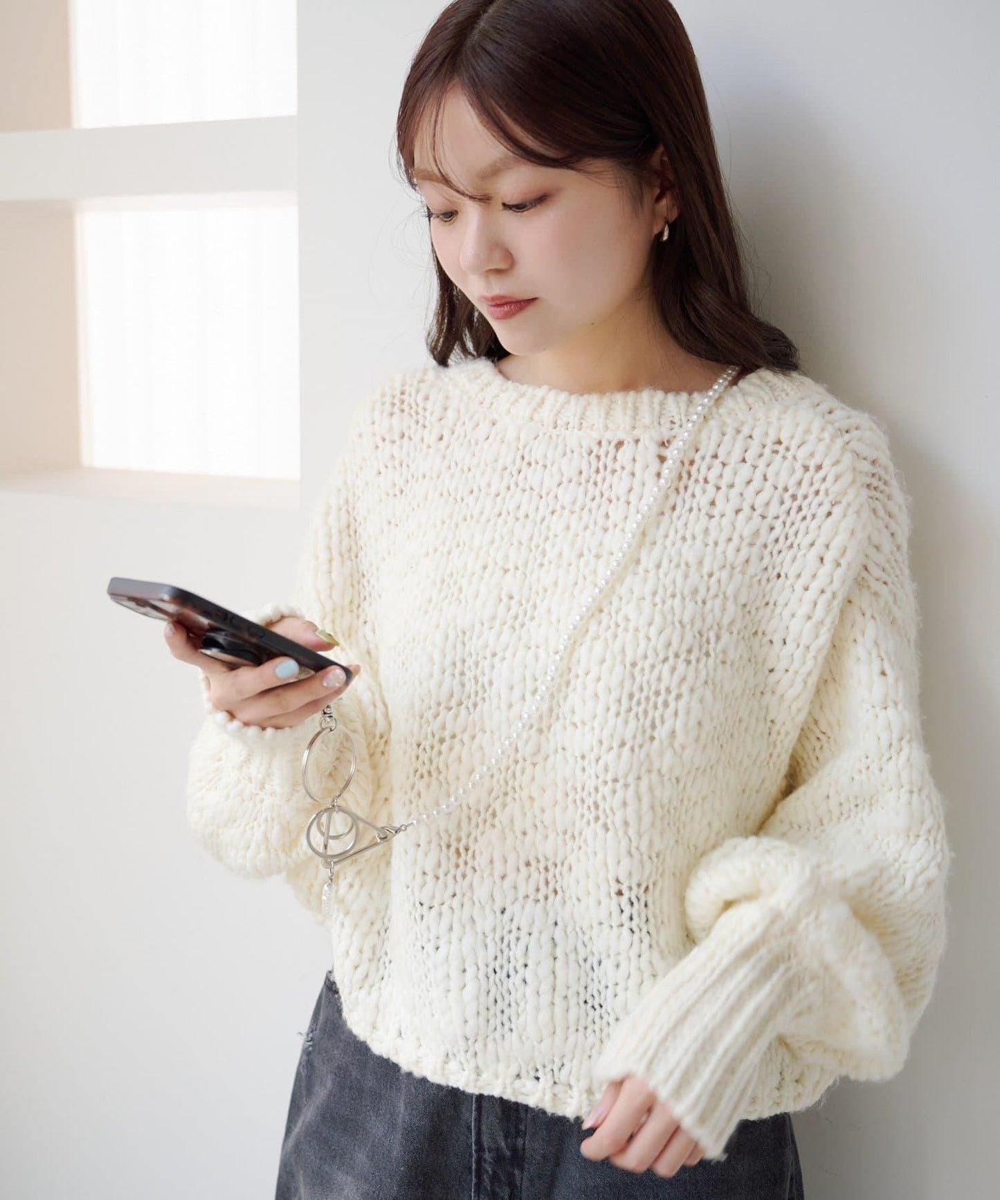 珍珠手機斜挎包