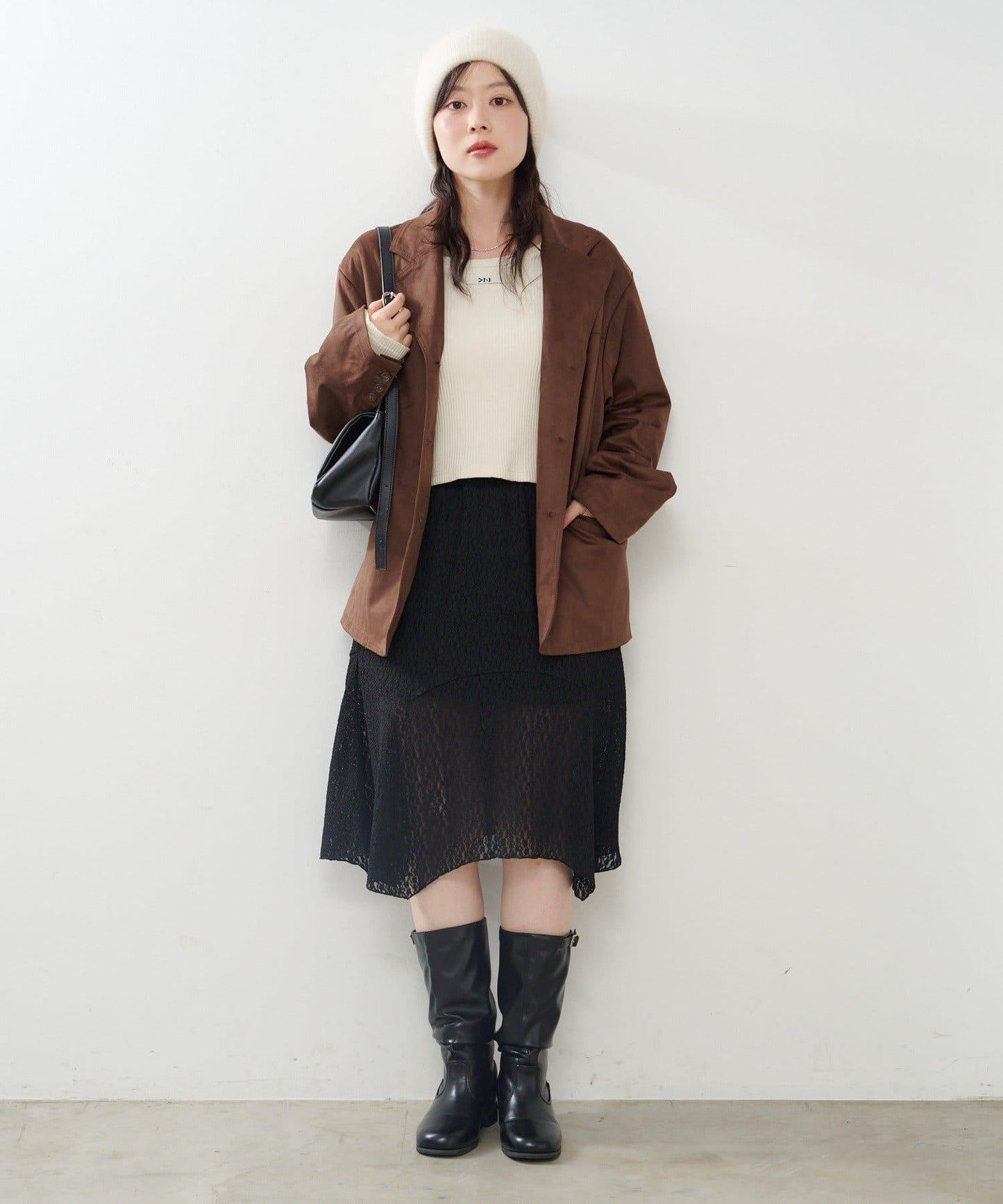 蕾絲不對稱半身裙