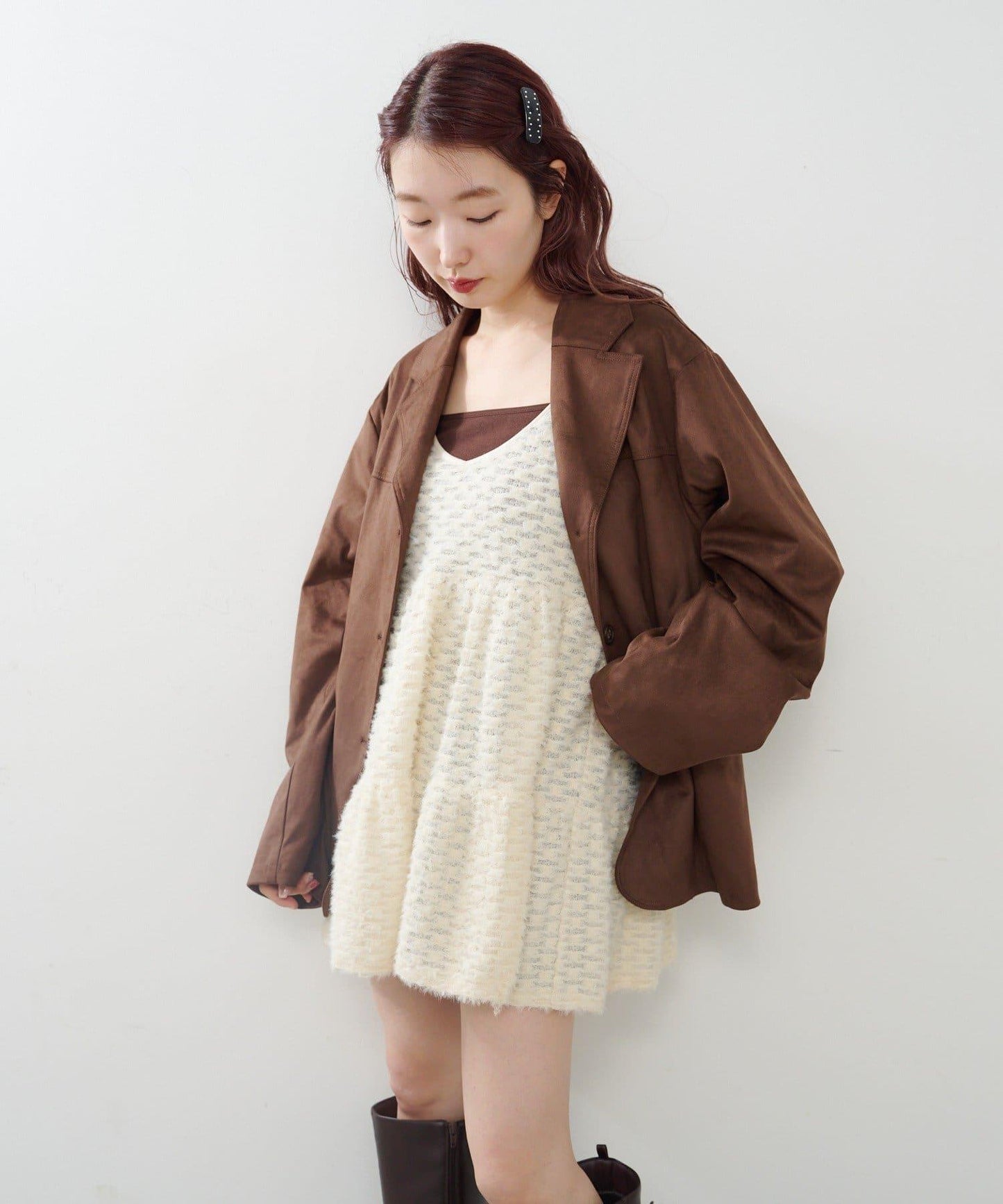 仿皮草長款上衣