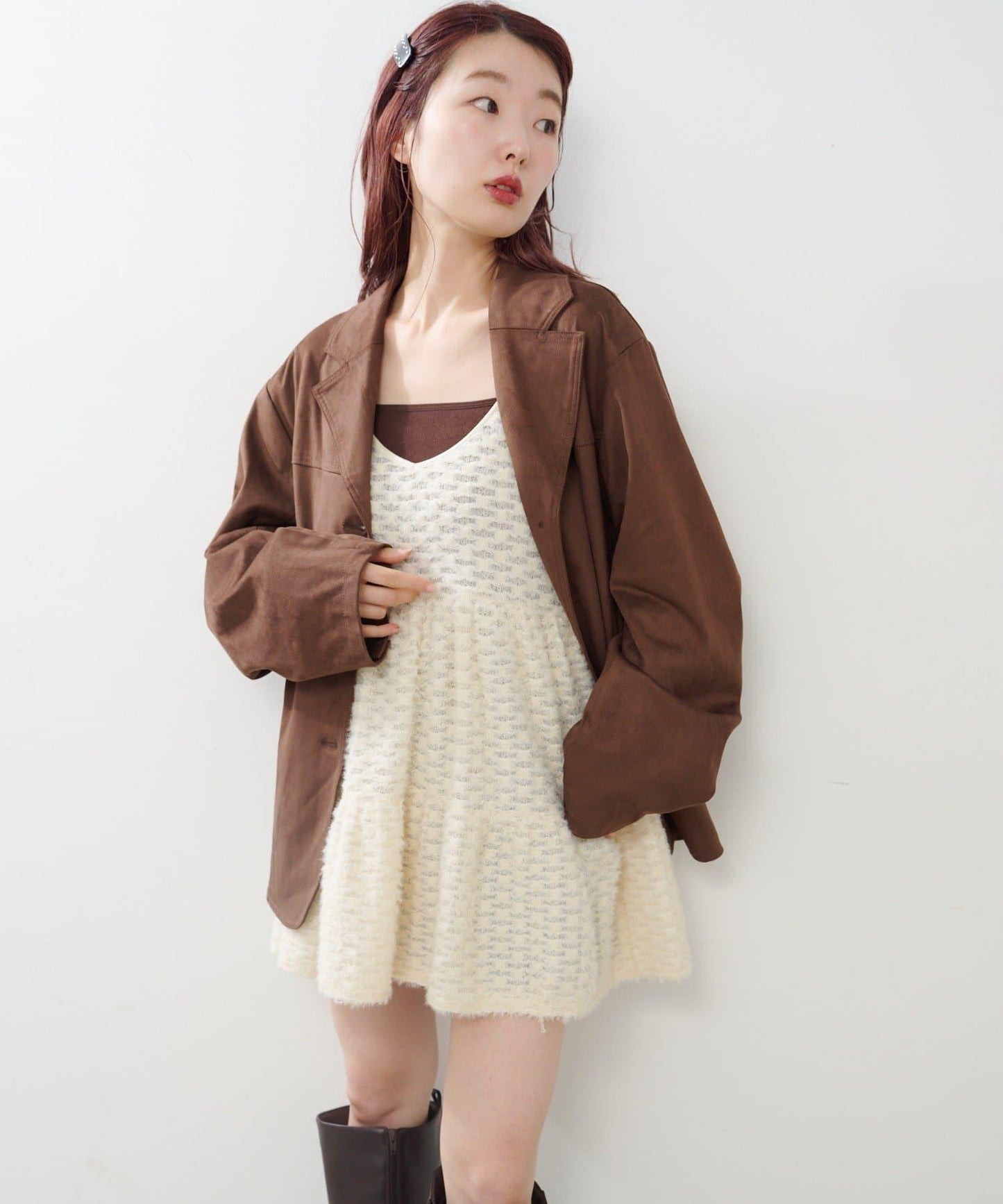 仿皮草長款上衣