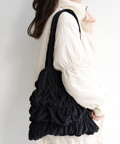 天鵝絨波紋托特包