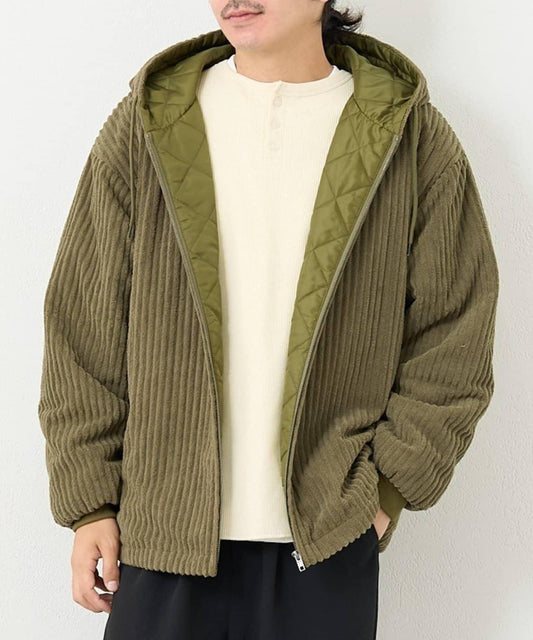 【男女同款】BM燈芯絨加棉連帽外套