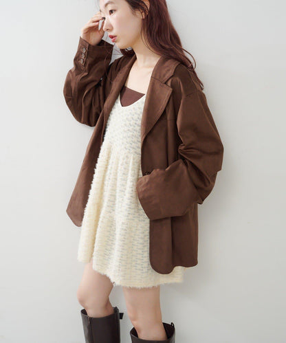 仿皮草長款上衣