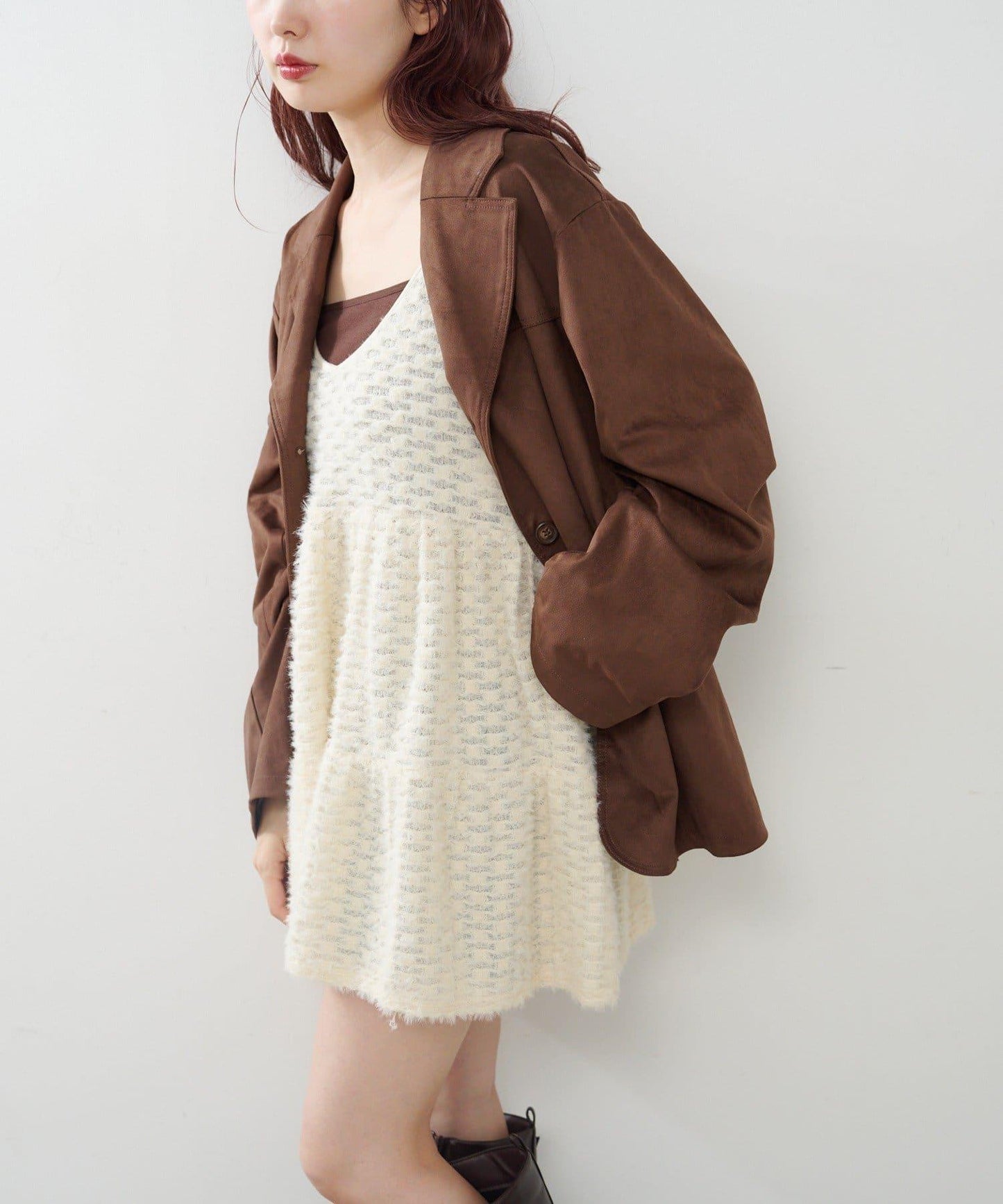 仿皮草長款上衣