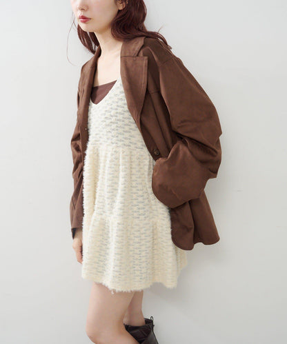 仿皮草長款上衣