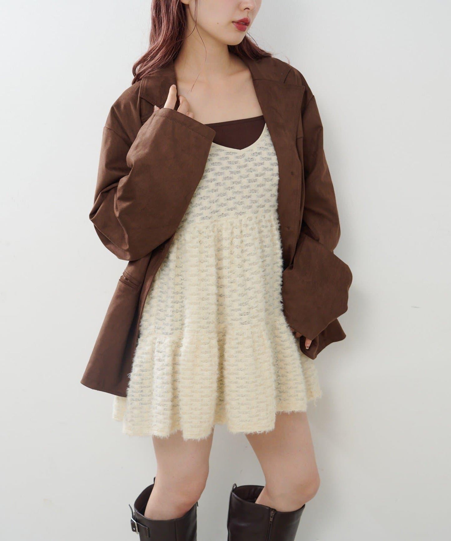 仿皮草長款上衣