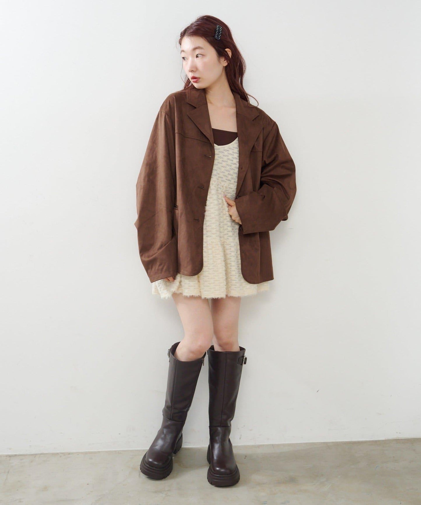 仿皮草長款上衣