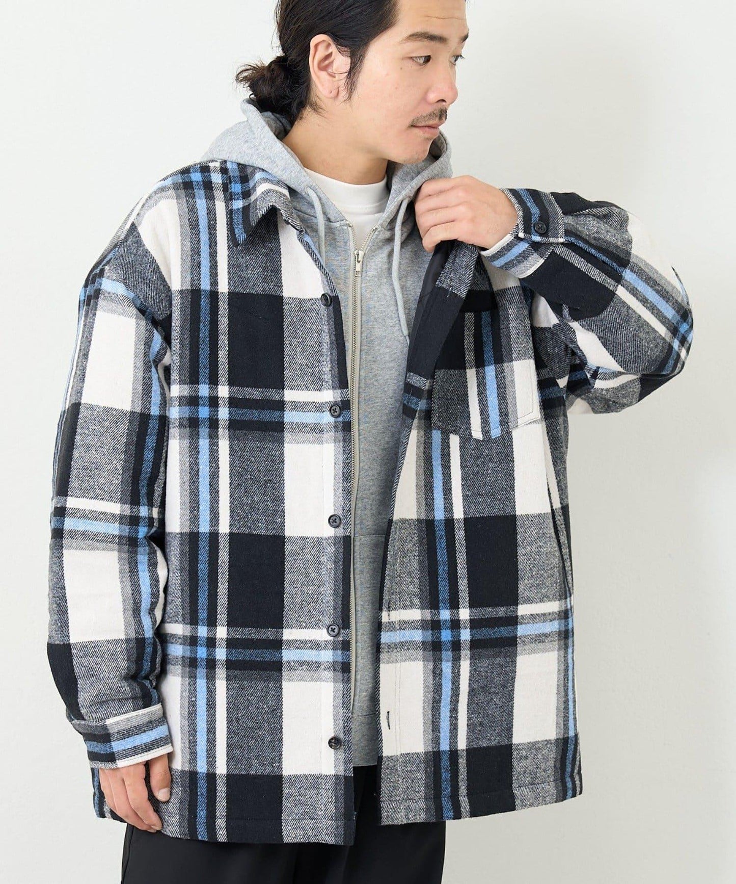 【男女同款】BM格紋加棉襯衫夾克