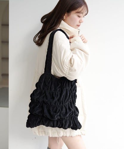 天鵝絨波紋托特包