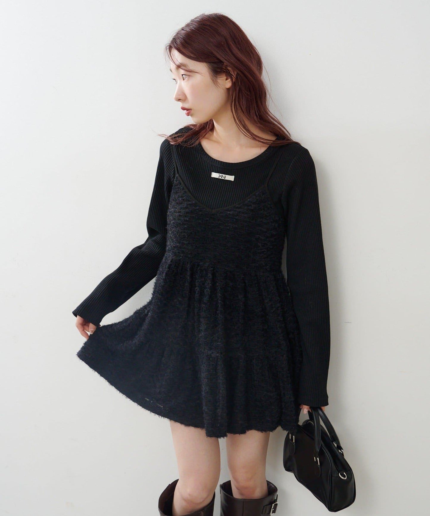 仿皮草長款上衣