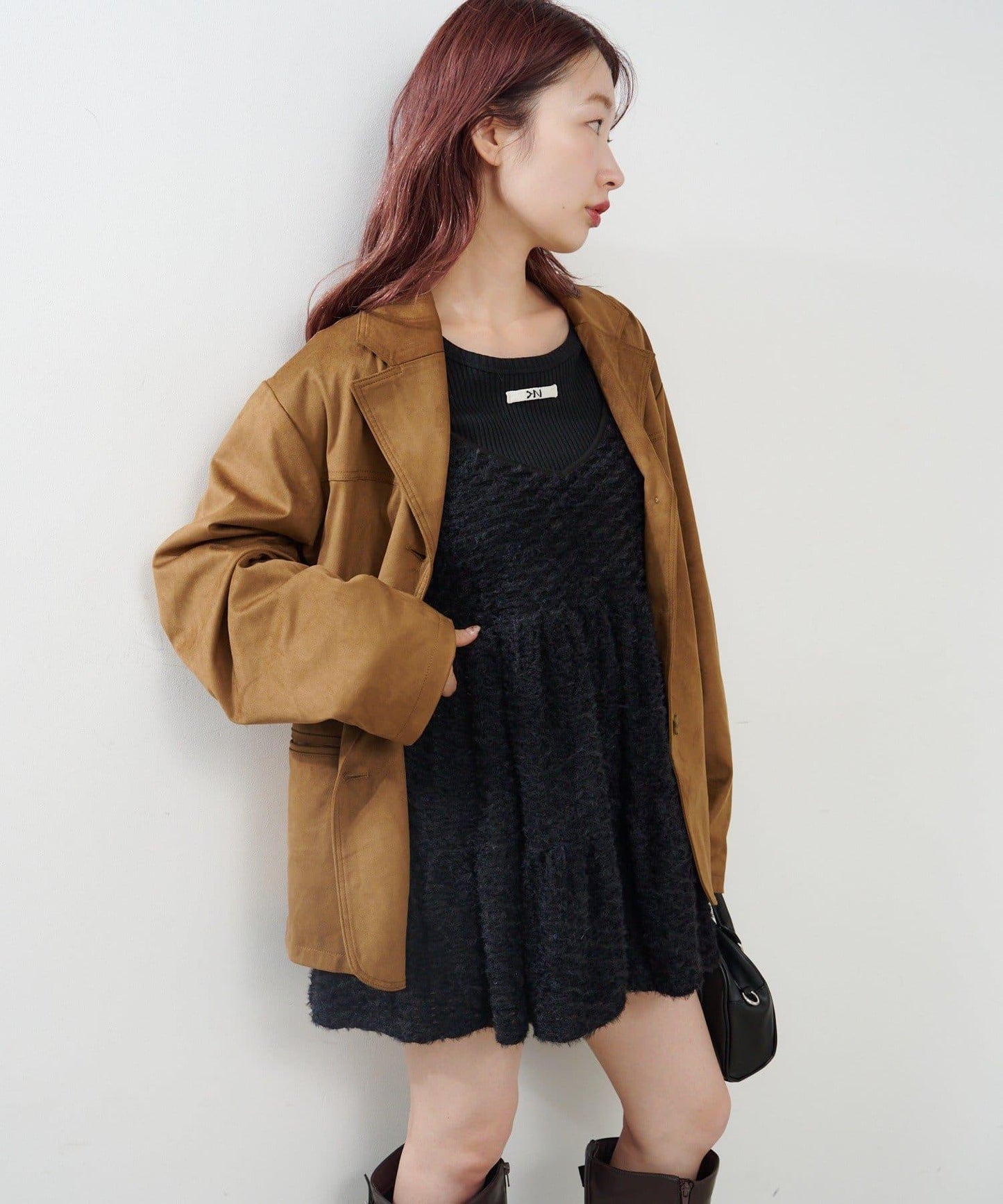 仿皮草長款上衣