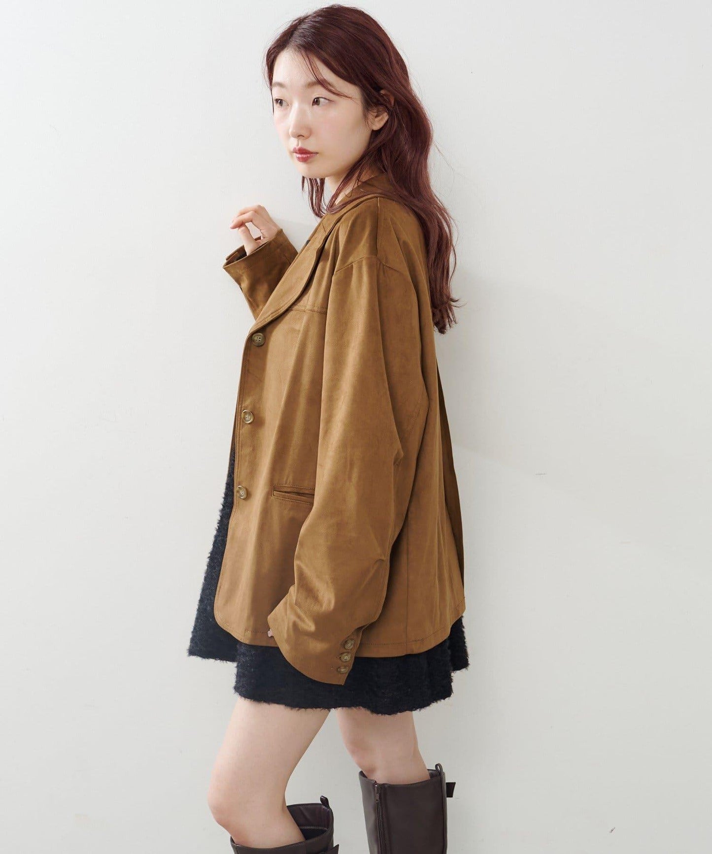 仿皮草長款上衣