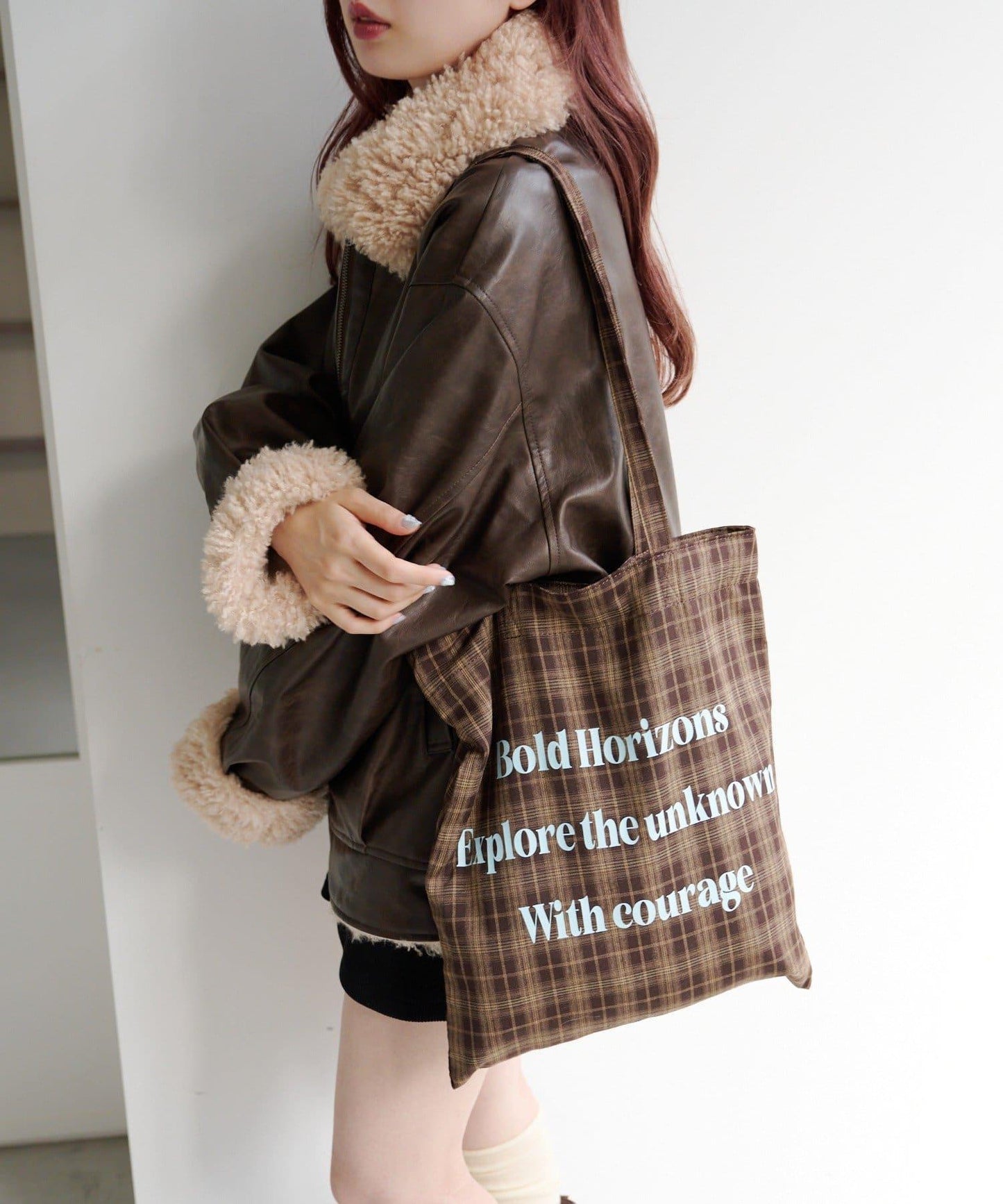 【格紋&豹紋】Logo Muse托特包