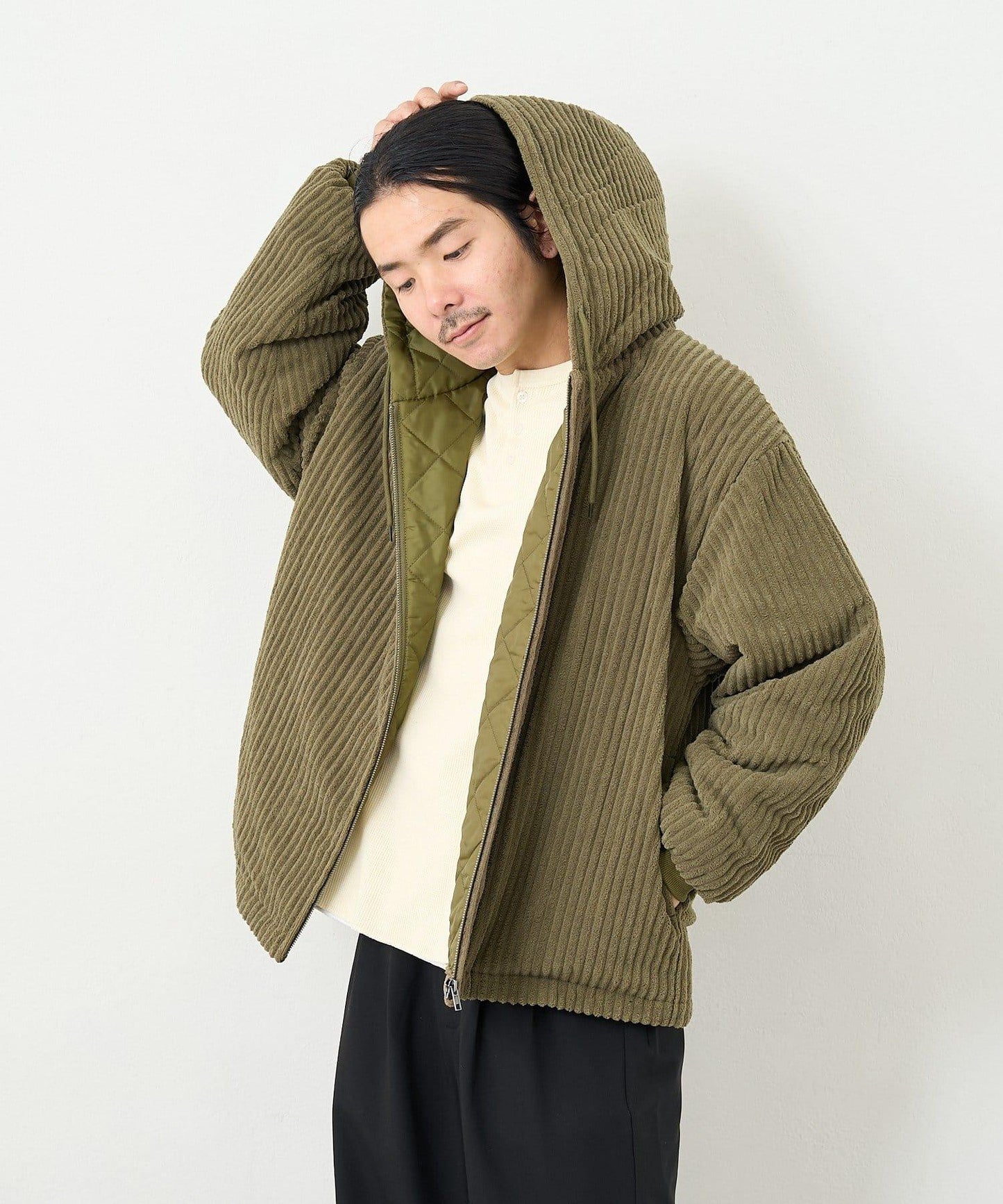 【男女同款】BM燈芯絨加棉連帽外套