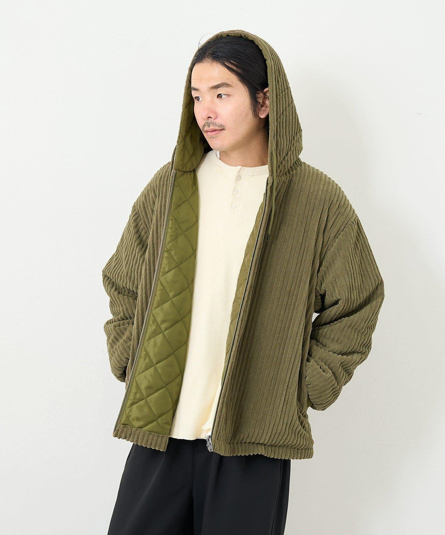 【男女同款】BM燈芯絨加棉連帽外套