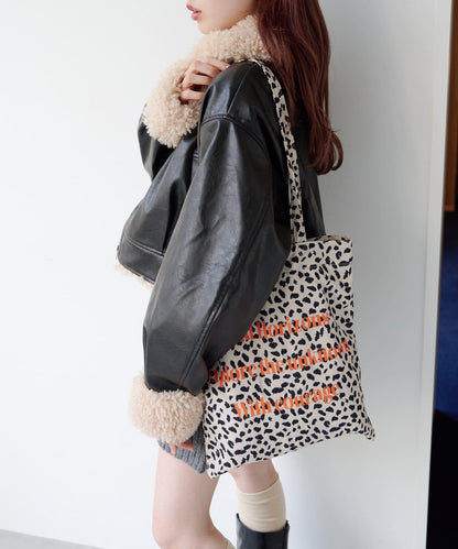 【格紋&豹紋】Logo Muse托特包