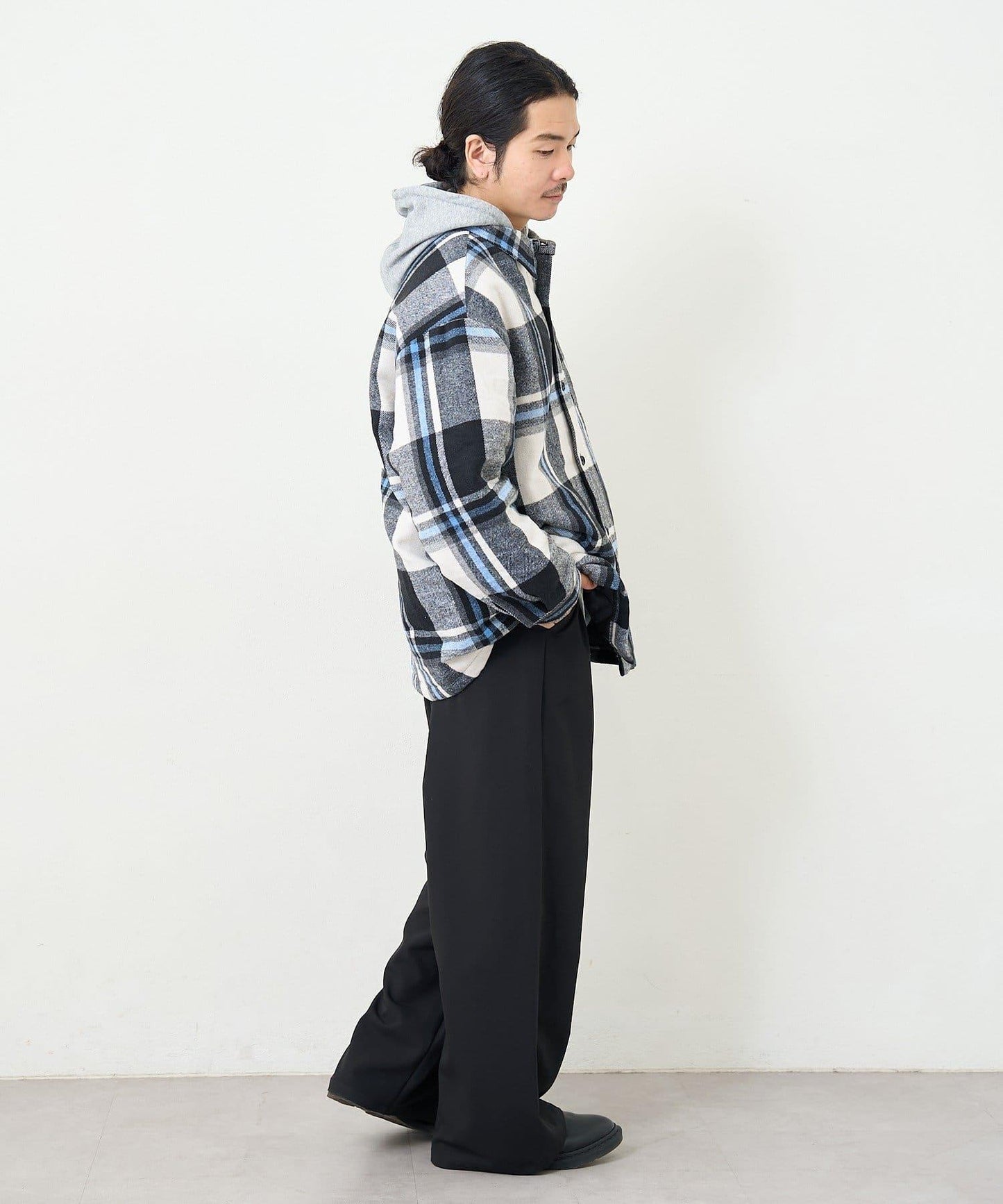 【男女同款】BM格紋加棉襯衫夾克