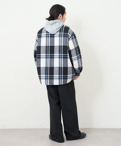 【男女同款】BM格紋加棉襯衫夾克