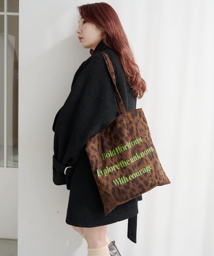 【格紋&豹紋】Logo Muse托特包