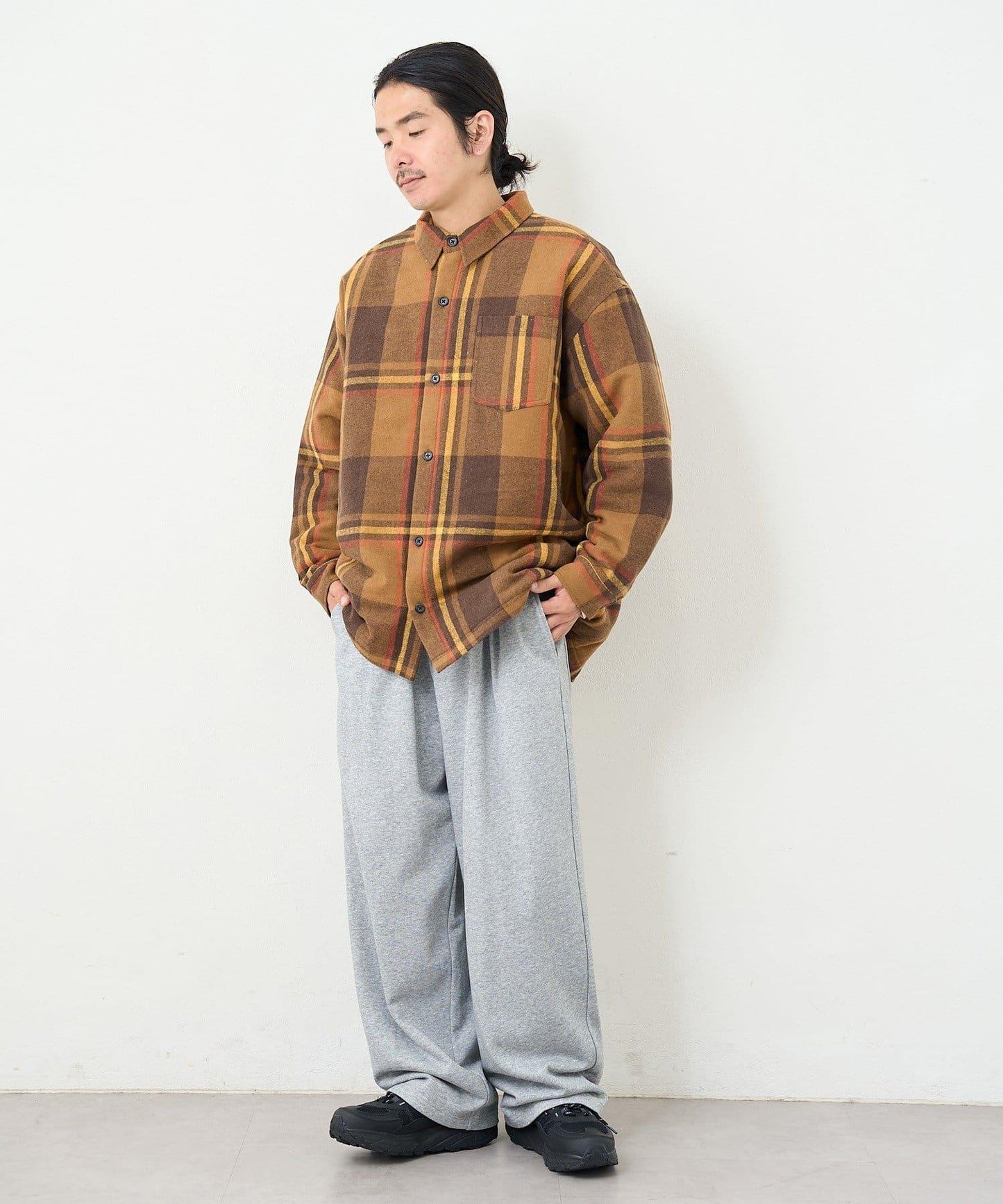 【男女同款】BM格紋加棉襯衫夾克