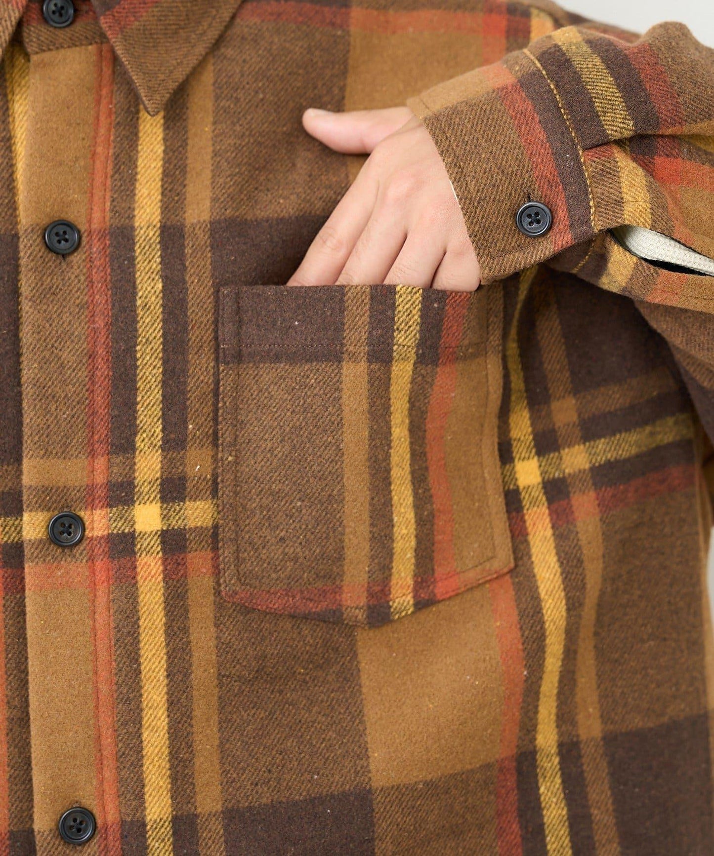 【男女同款】BM格紋加棉襯衫夾克