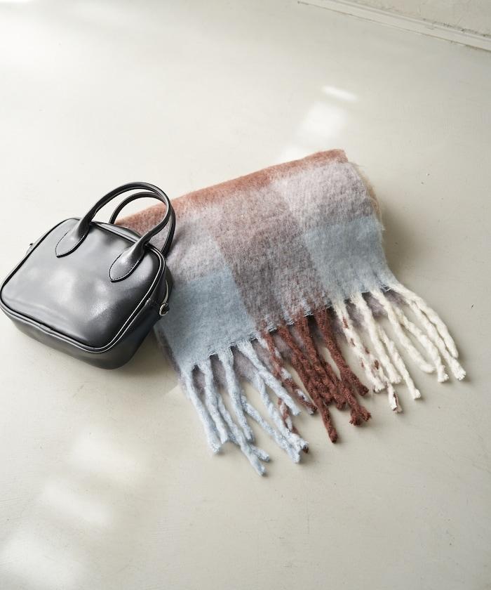 加厚格紋流蘇圍巾