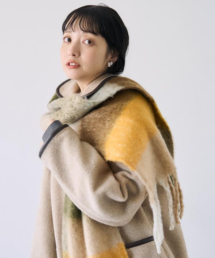 加厚格紋流蘇圍巾