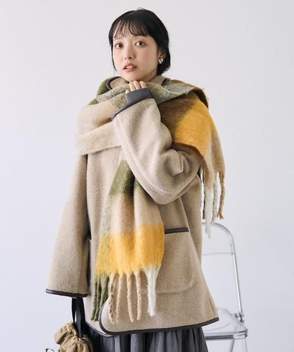 加厚格紋流蘇圍巾