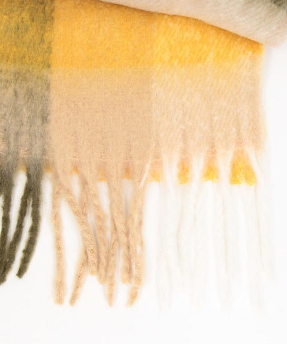 加厚格紋流蘇圍巾