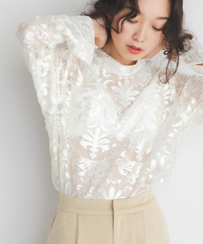 網紗提花襯衫